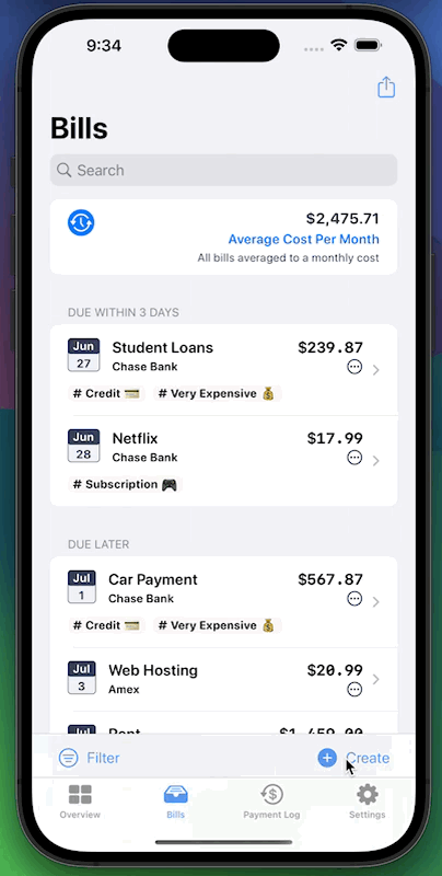 New account selector