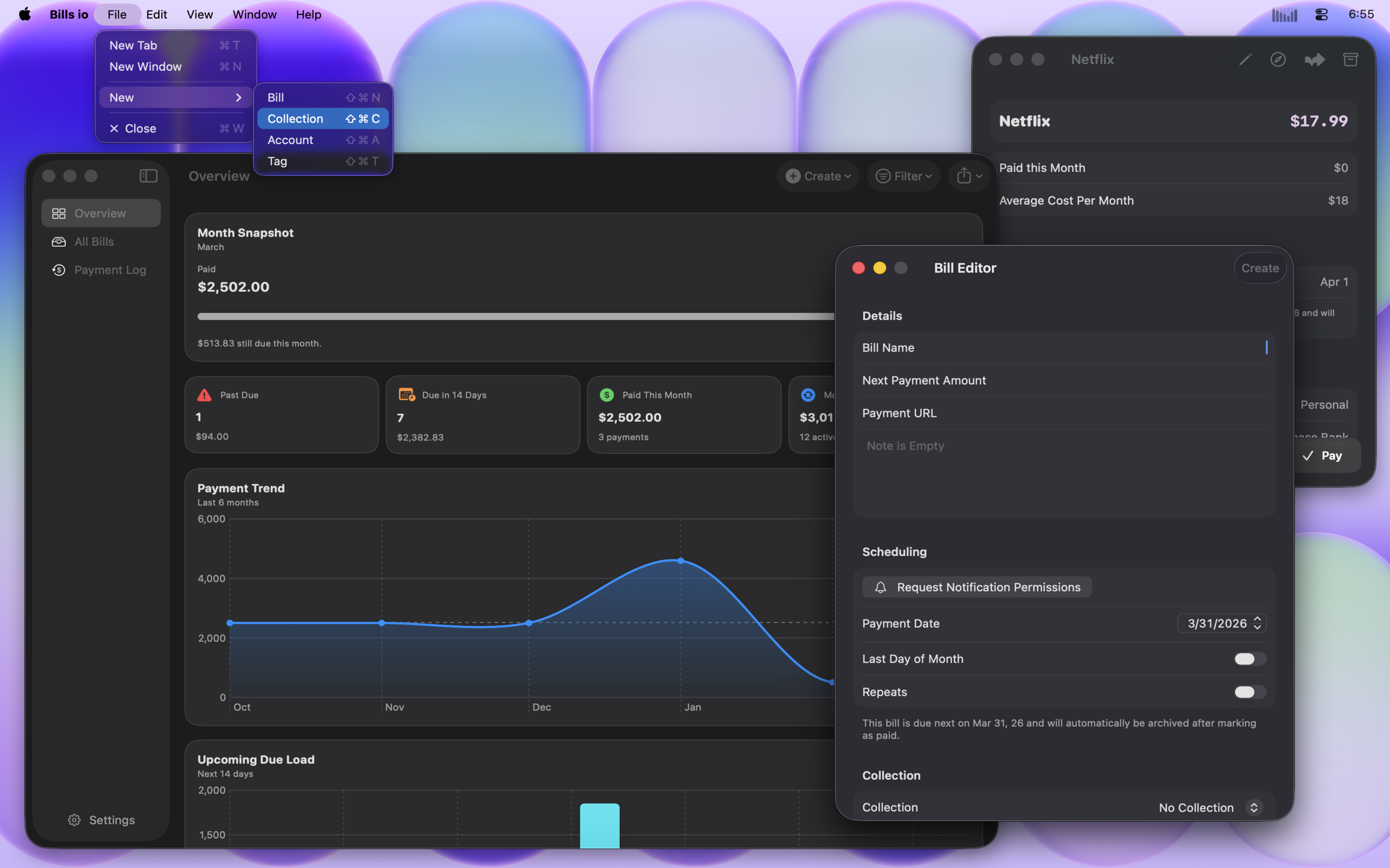Bills io running on macOS